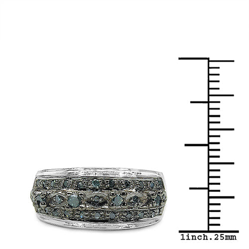 Bids.com 0.27 Carat Genuine Blue Diamond .925 Sterling Silver Ring Rings