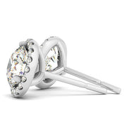 Bids.com 14k White Gold Round Prong Halo Style Earrings (1 cttw) Earrings