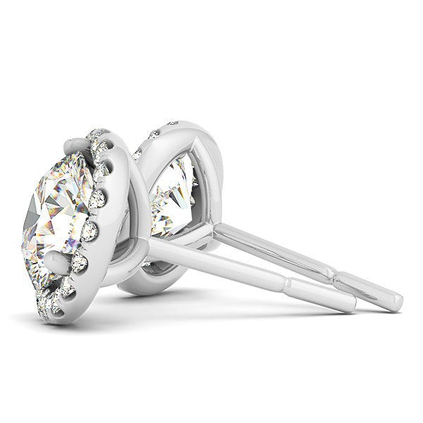 Bids.com 14k White Gold Round Prong Halo Style Earrings (1 cttw) Earrings