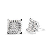 Bids.com 10K White Gold 1 1/4 Cttw Princess Diamond Composite Double Square and Halo Stud Earrings (I-J Color, I1-I2 Clarity) Earrings