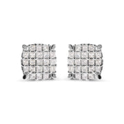 Bids.com 10K White Gold 3/4 Cttw Princess Diamond Composite Cushion Shape Stud Earrings (I-J Color, I1-I2 Clarity) Earrings