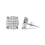 Bids.com 10K White Gold 3/4 Cttw Princess Diamond Composite Cushion Shape Stud Earrings (I-J Color, I1-I2 Clarity) Earrings