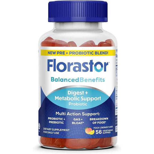 Florastor FLORASTOR DIGESTIVE AND METABOLIC SUPPORT PROBIOTIC BLEND GUMMIES PEACH LEMONADE -- 56 VEGETARIAN GUMMIES Vitamins & Supplements