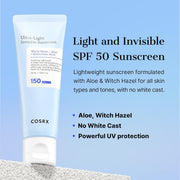 AsiaBeautyMall Cosrx Ultra-Light Invisible Sunscreen SPF50 PA++++ Sunscreen