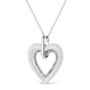Bids.com .925 Sterling Silver Prong-Set Diamond Accent Double Heart 18" Pendant Necklace (I-J Color, I1-I2 Clarity) Necklaces