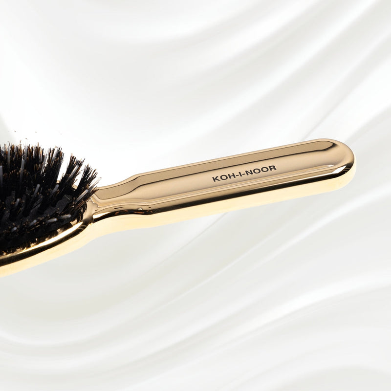 Metallic Nylon & Boar Bristle Hair Brush - Pneumatic Cushion for All Hair Types