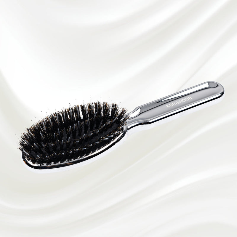 Metallic Nylon & Boar Bristle Hair Brush - Pneumatic Cushion for All Hair Types