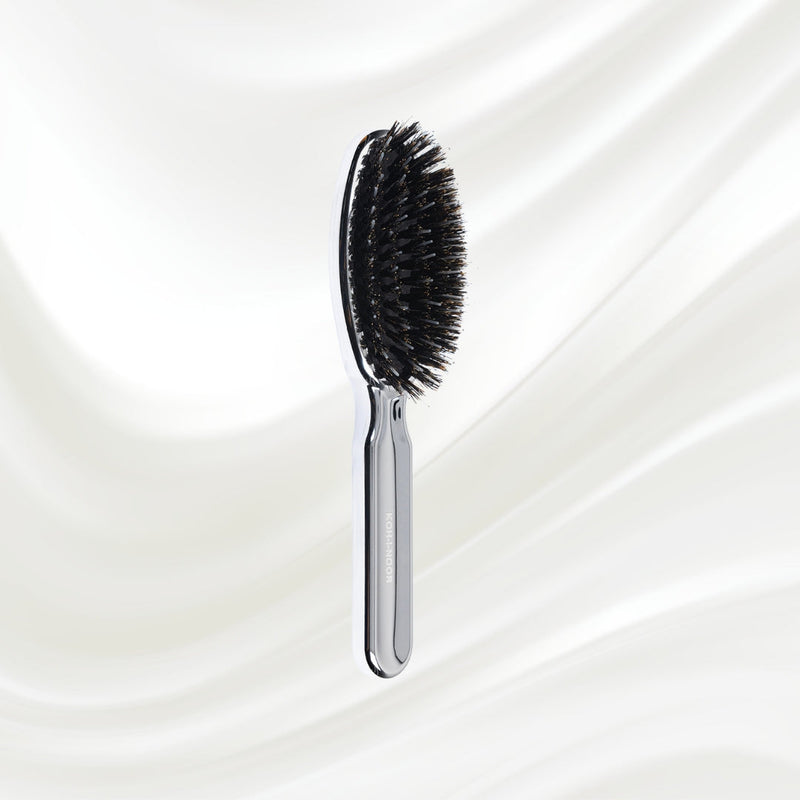 Metallic Nylon & Boar Bristle Hair Brush - Pneumatic Cushion for All Hair Types