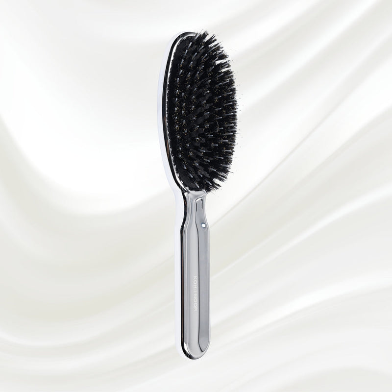 Metallic Nylon & Boar Bristle Hair Brush - Pneumatic Cushion for All Hair Types