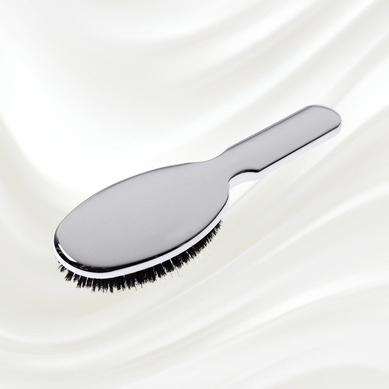 Metallic Nylon & Boar Bristle Hair Brush - Pneumatic Cushion for All Hair Types