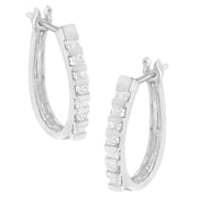 Bids.com 10K Yellow Gold Round and Baguette Cut Diamond Oblong Hinged Leverback Hoop Earrings (Â¼ Cttw, I-J Color, I2-I3 Clarity) Earrings