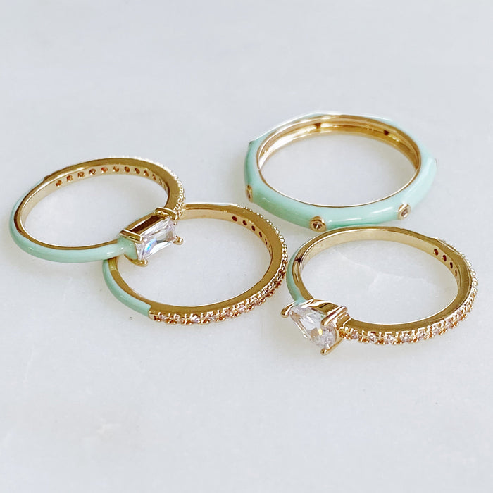 Pastel Glam Ring Set Of 4