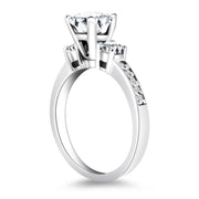 Bids.com 14k White Gold Three Stone Engagement Ring with Diamond Band Rings