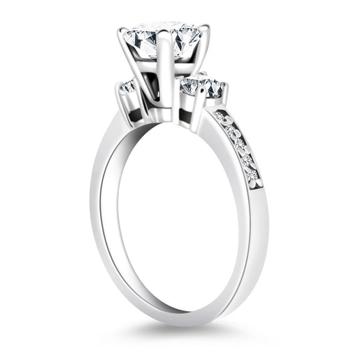 Bids.com 14k White Gold Three Stone Engagement Ring with Diamond Band Rings