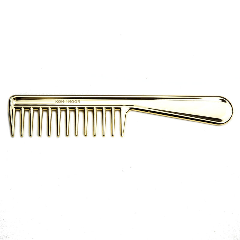 Metallic Wide Tooth Comb with Handle