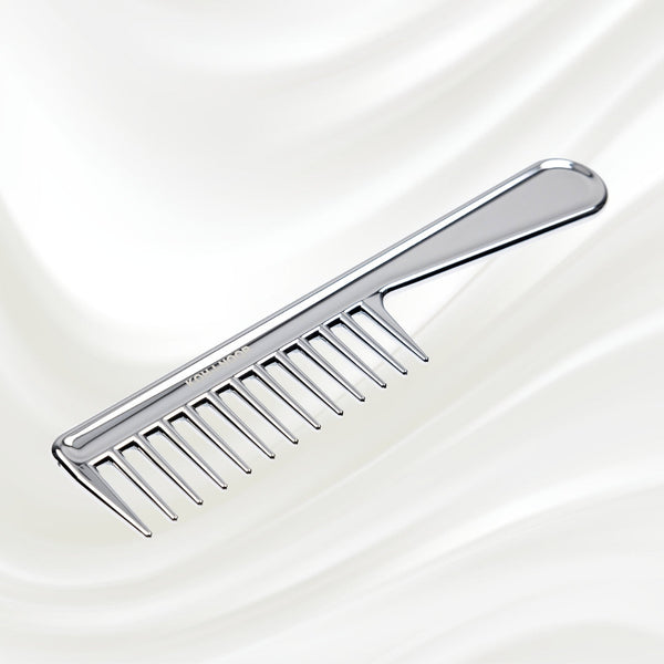 KOH-I-NOOR Beauty USA Metallic Wide Tooth Comb with Handle Lavender Chrome