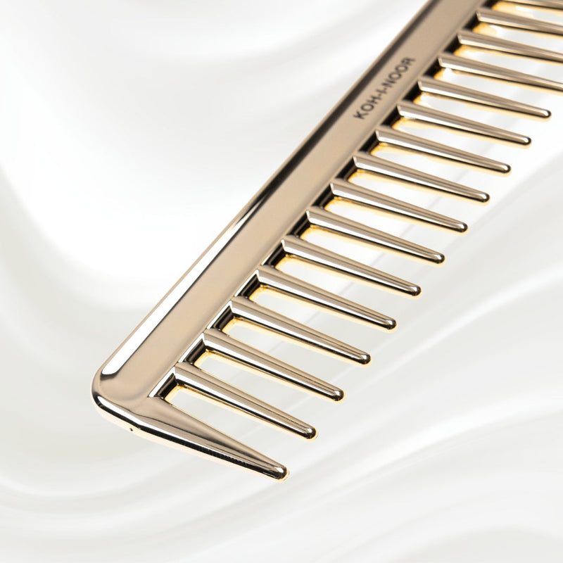 Metallic Wide Tooth Comb - Chrome & Gold Plated for Wet Hair Detangling