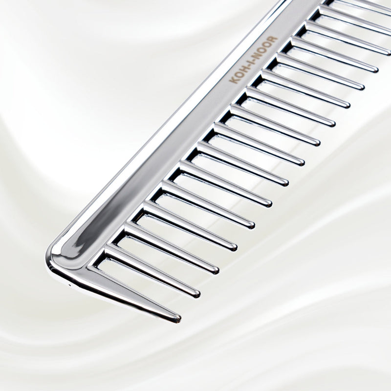 Metallic Wide Tooth Comb - Chrome & Gold Plated for Wet Hair Detangling