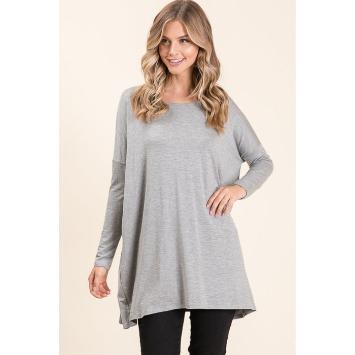 BOMBOM Round Neck Long Sleeve Oversized Top