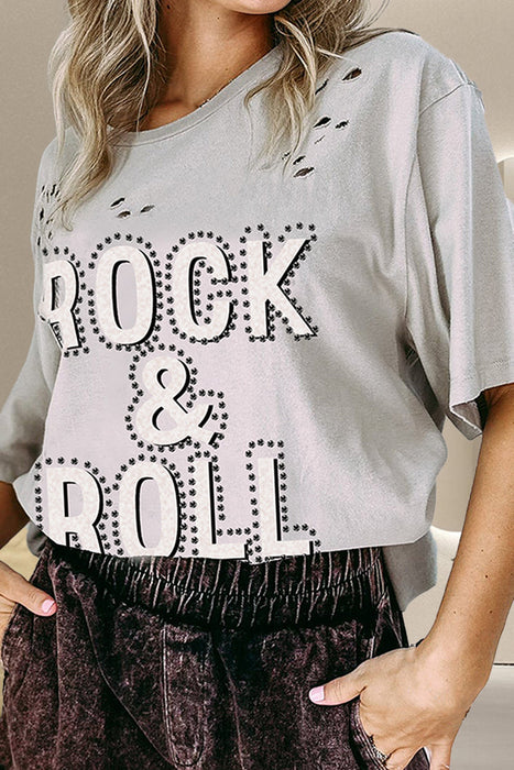 Rock & Roll Round Neck Dropped Shoulder T-Shirt