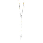 Bids.com Three Toned Rosary Chain and Bead Necklace in Sterling Silver Necklaces
