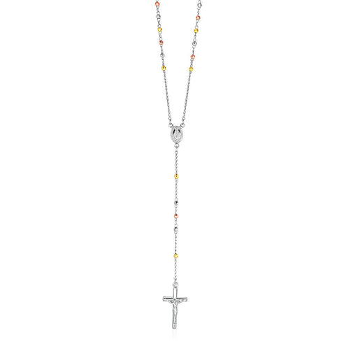 Bids.com Three Toned Rosary Chain and Bead Necklace in Sterling Silver Necklaces