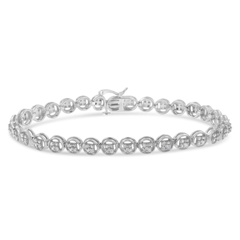 Bids.com 14K Rose Gold Over .925 Sterling Silver 1/4 Cttw Diamond 7" Open Circle Wheel Link Tennis Bracelet (I-J Color, I2-I3 Clarity) Bracelets