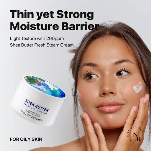 AsiaBeautyMall Nature Republic Shea Butter Fresh Steam Cream Moisturizer Light Gray