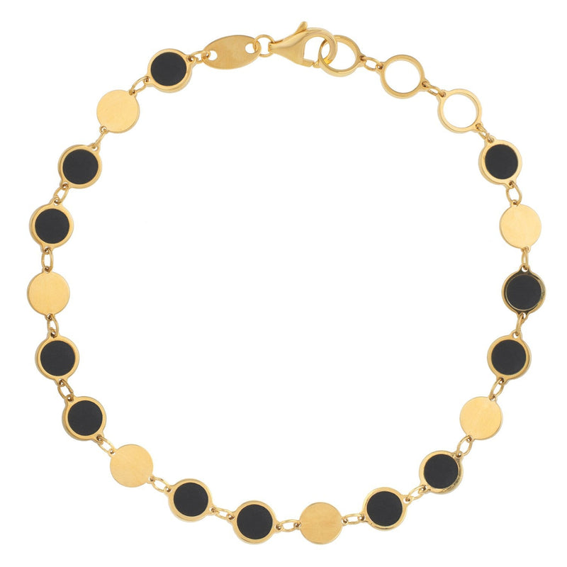 Bids.com 14k Yellow Gold Onyx Geometric Mirror Gem Chain Bracelet (5.00 mm) Bracelets