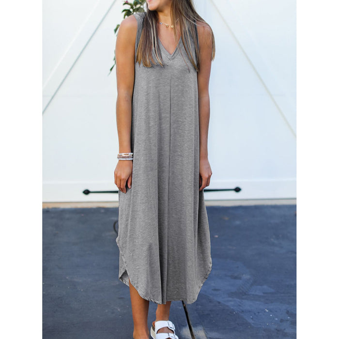 V-Neck Midi Tank Dress