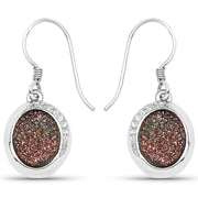 Bids.com 4.72 Carat Genuine Copper Bloom Drusy and White Topaz .925 Sterling Silver Earrings Earrings