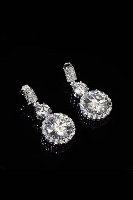 12 Carat Moissanite Platinum-Plated Drop Earrings