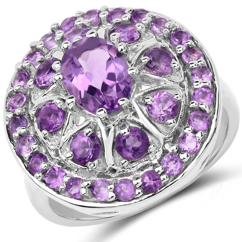 Bids.com 2.67 Carat Genuine Amethyst .925 Sterling Silver Ring Rings
