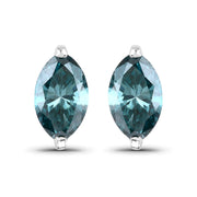 Bids.com 0.69 Carat Genuine Blue Diamond 14K White Gold Earrings Earrings