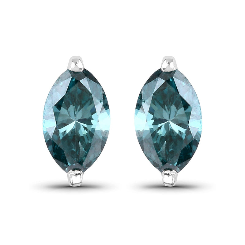 Bids.com 0.69 Carat Genuine Blue Diamond 14K White Gold Earrings Earrings