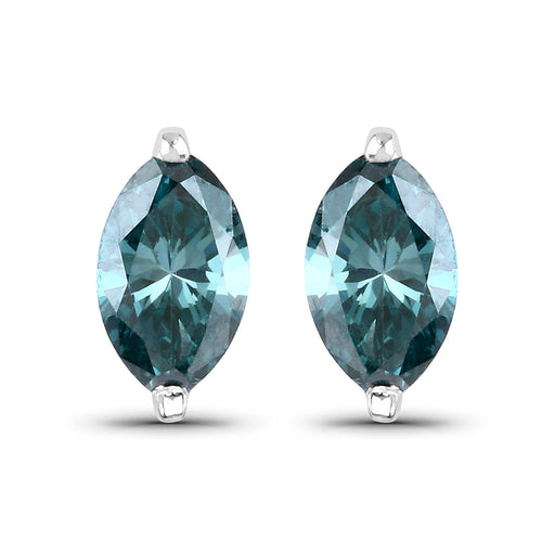 Bids.com 0.69 Carat Genuine Blue Diamond 14K White Gold Earrings Earrings