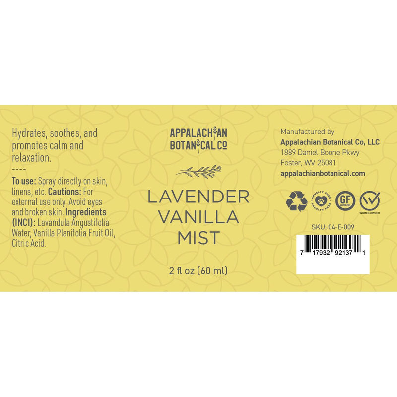 Appalachian Botanical Co. Lavender Vanilla Mist Body spray