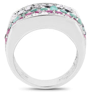 Bids.com 4.28 Carat Genuine Multi Stone .925 Sterling Silver Ring Rings