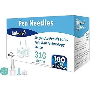 Embrace Embrace Pen Needles 31g 8Mm 100 Ct Medical Needles & Syringes White Smoke