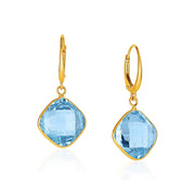Bids.com Drop Earrings with Blue Topaz Cushion Briolettes in 14k Yellow Gold Earrings