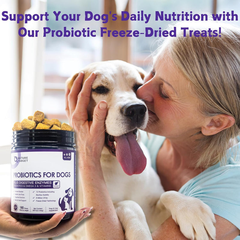 Nature Target Chicken flavor Probiotics for Dogs & Cats, 6 Billion CFUs, 180 Chews Pet Vitamins Supplements
