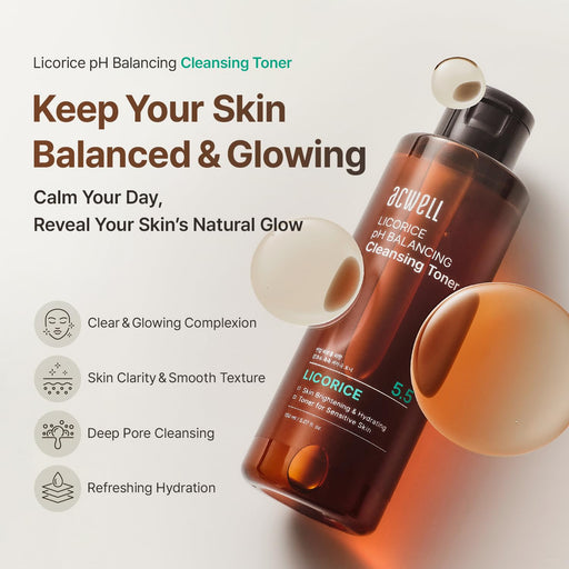 AsiaBeautyMall ACWELL Licorice pH Balancing Cleansing Toner Toner Lotion Antique White