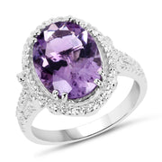 Bids.com 5.55 Carat Genuine Amethyst & White Topaz .925 Sterling Silver Ring Rings