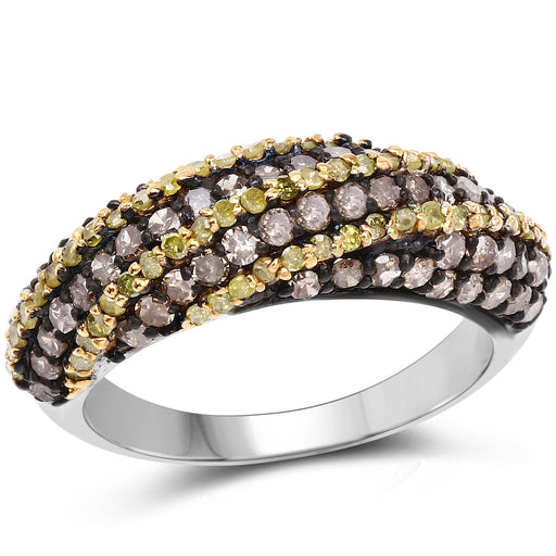 Bids.com 1.25 Carat Genuine Champagne Diamond and Yellow Diamond .925 Sterling Silver Ring Rings