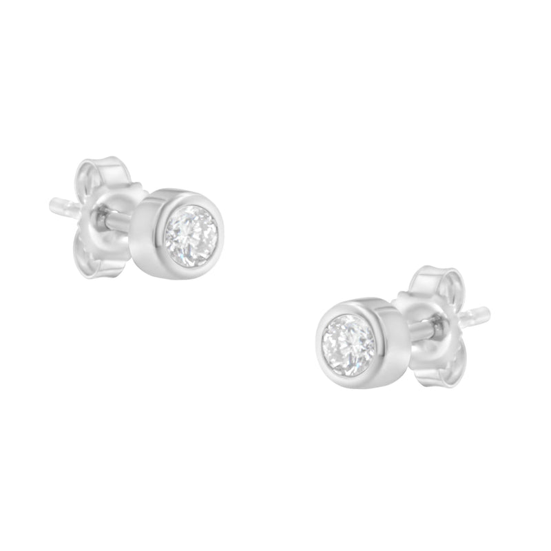 Bids.com 10K White Gold 1/5 Cttw Round Brilliant-Cut Near Colorless Diamond Bezel-Set Stud Earrings (H-I Color, I1-I2 Clarity) Earrings