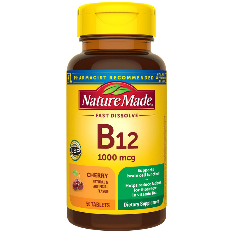Nature Made Vitamin B12 (Cyanocobalamin) 1000 mcg Tablets, 50 Count Vitamins & Supplements