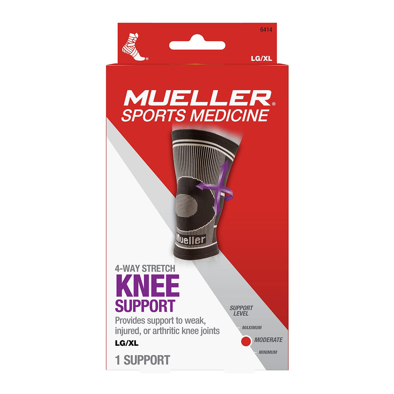 Mueller Mueller 4-Way Stretch Knee Support, Black, L/XL Supports & Braces