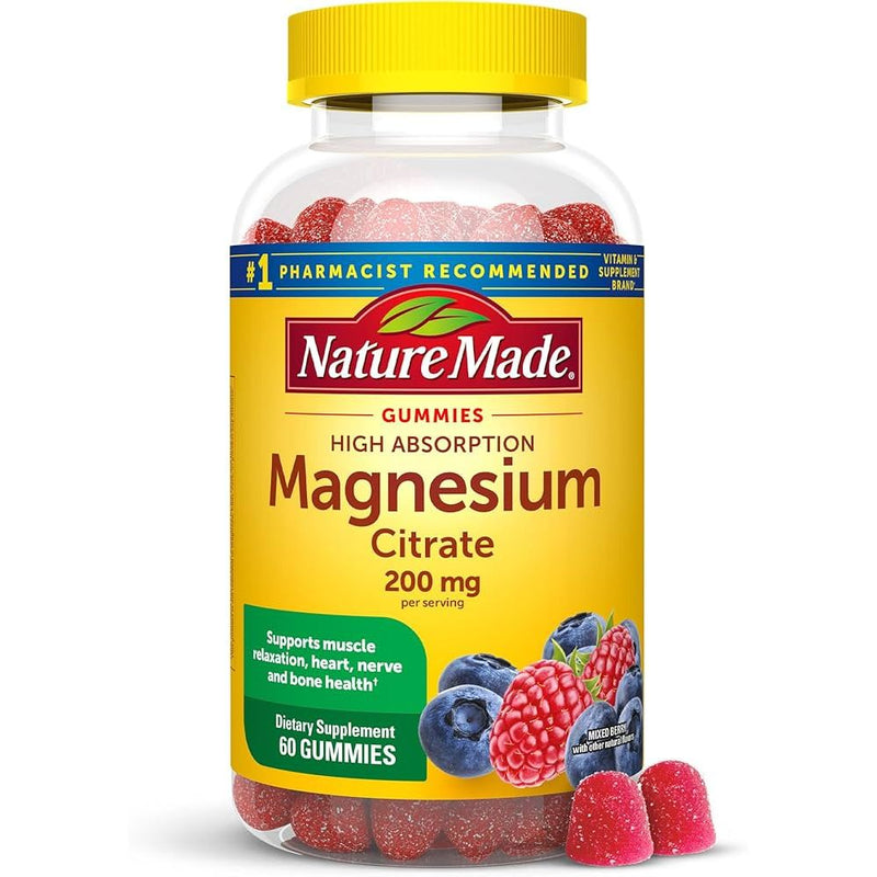 Nature Made Magnesium Citrate 200 mg – High Absorption Formula for Muscle & Nerve Support, 60 Tablets Vitamins & Supplements