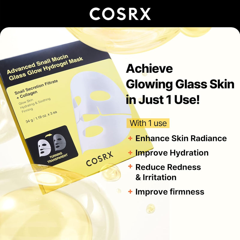 AsiaBeautyMall Cosrx Advanced Snail Mucin Glass Glow Hydrogel Mask Face Mask White Smoke
