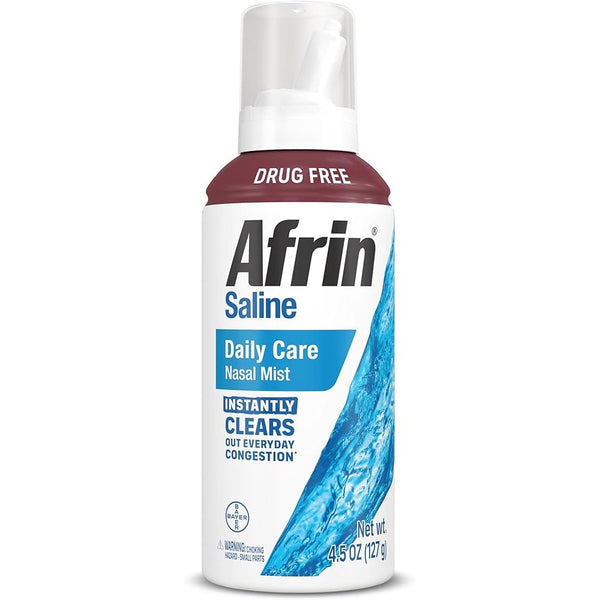 Afrin Afrin Saline Daily Care Nasal Mist, Drug-Free 100% Natural Saline Spray 4.5 oz Respiratory Care